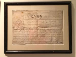 Appointment of Maskell Ewing as high sheriff of Cumberland County, 1757, signed by Governor Jonathan Belcher